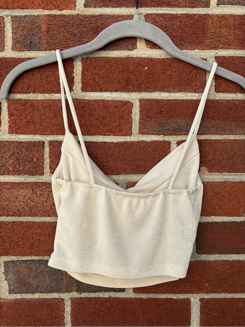 Pull & Bear White Cowl Neck Crop Top Womens XS Y2K Minimalist Cami - Picture 4 of 6
